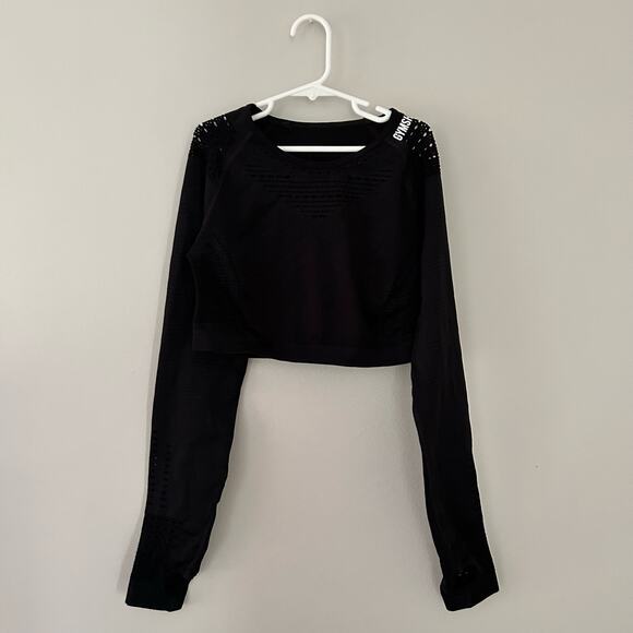 Gymshark Black Seamless Mesh Crop Top Size S - Picture 4 of 6